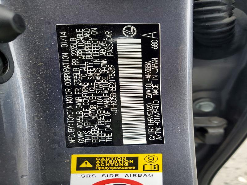 48522786 :رقم المزاد ، JTHKD5BH6E2178289 vin ، 2014 Lexus Ct 200h مزاد بيع