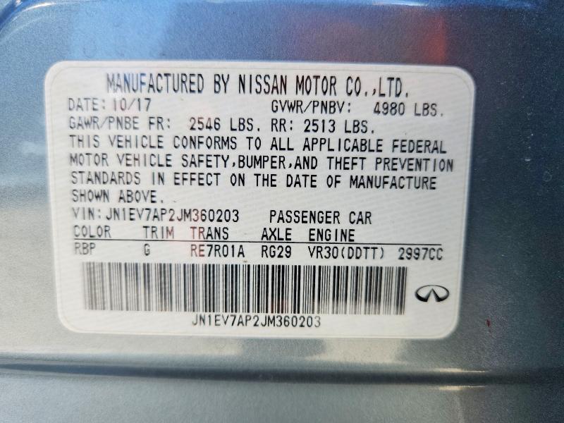 Aukcja sprzedaży 2018 Infiniti Q50, vin: JN1EV7AP2JM360203, numer aukcji: 50261626