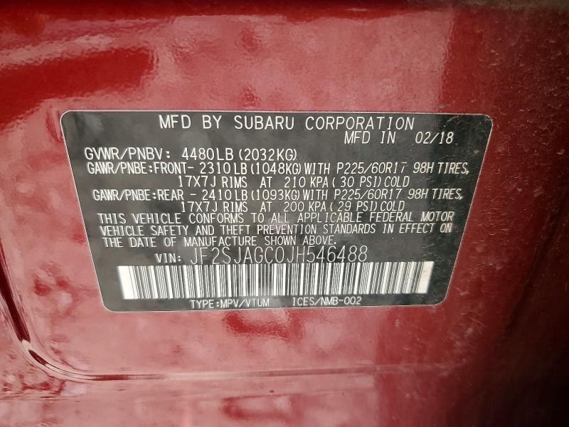 Aukcja sprzedaży 2018 Subaru Forester, vin: JF2SJAGC0JH546488, numer aukcji: 49119406
