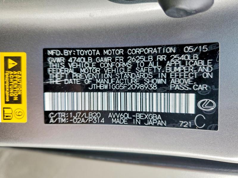 Продаж на аукціоні авто 2015 Lexus Es, vin: JTHBW1GG5F2098938, номер лоту: 50314416