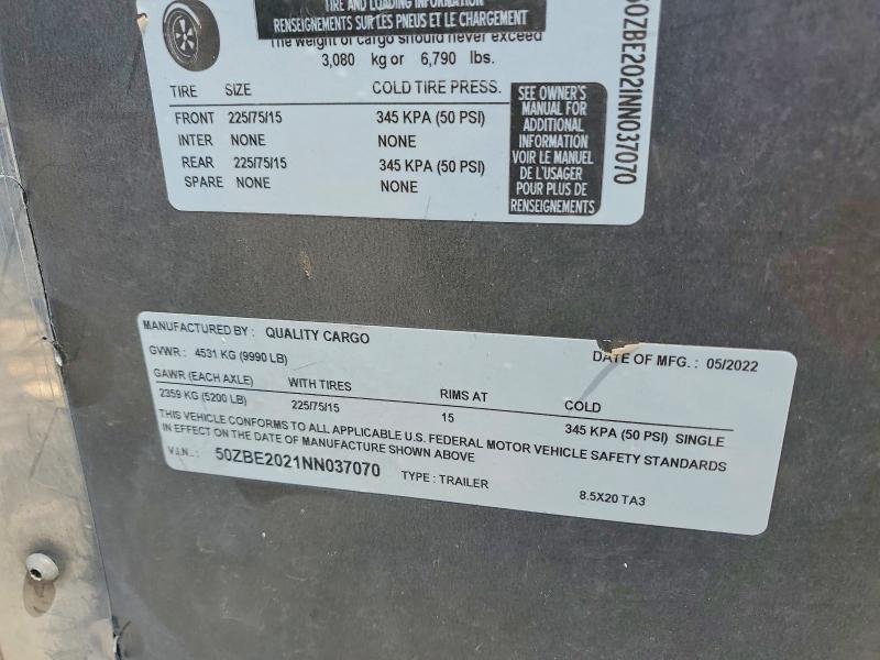 51115366 :رقم المزاد ، 50ZBE2021NN037070 vin ، 2022 Quality Cargo Unknown مزاد بيع
