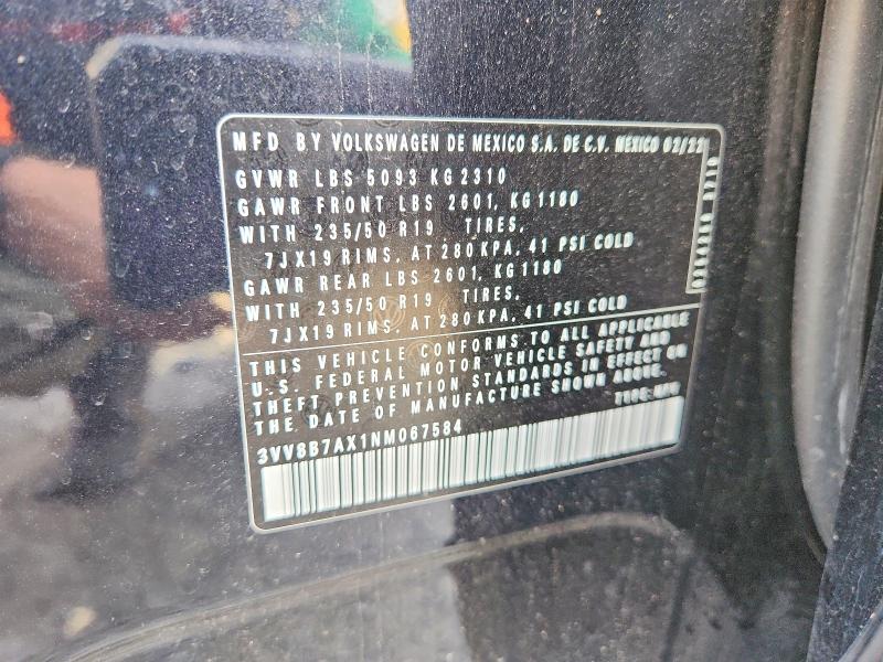 Продажа на аукционе авто 2022 Volkswagen Tiguan, vin: 3VV8B7AX1NM067584, номер лота: 51076476