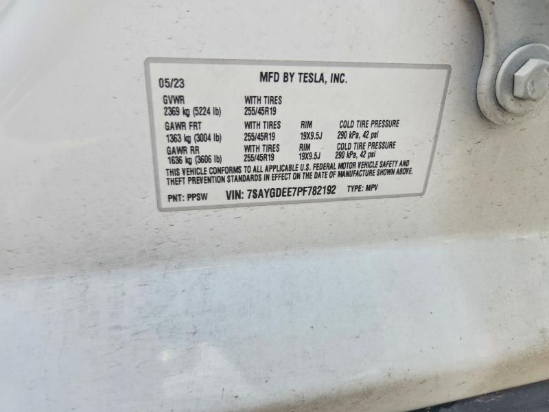 50186856 :رقم المزاد ، 7SAYGDEE7PF782192 vin ، 2023 Tesla Model Y مزاد بيع