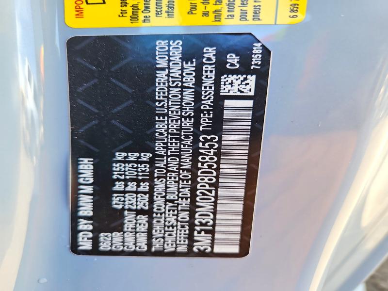 Продаж на аукціоні авто 2023 Bmw M2, vin: 3MF13DM02P8D58453, номер лоту: 49927216