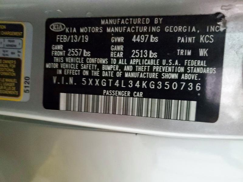 Aukcja sprzedaży 2019 Kia Optima, vin: 5XXGT4L34KG350736, numer aukcji: 50334456