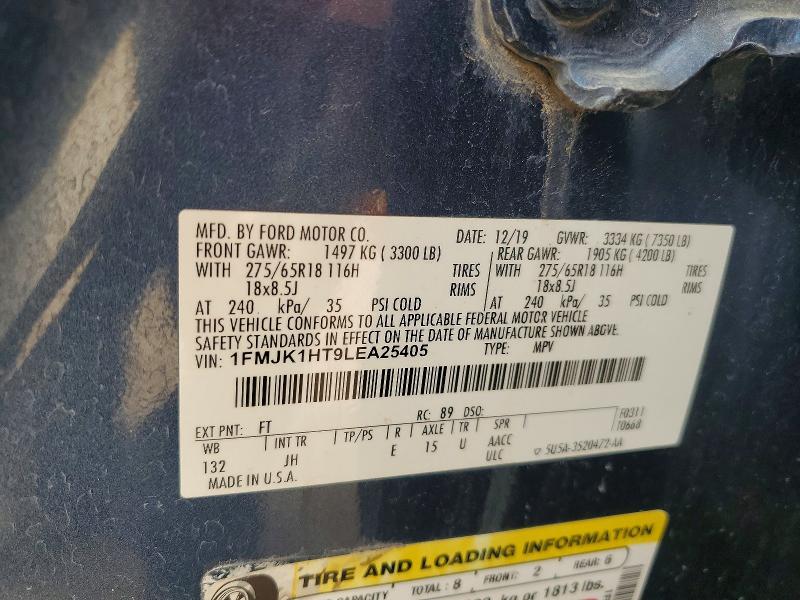 Продаж на аукціоні авто 2020 Ford Expedition, vin: 1FMJK1HT9LEA25405, номер лоту: 51499446