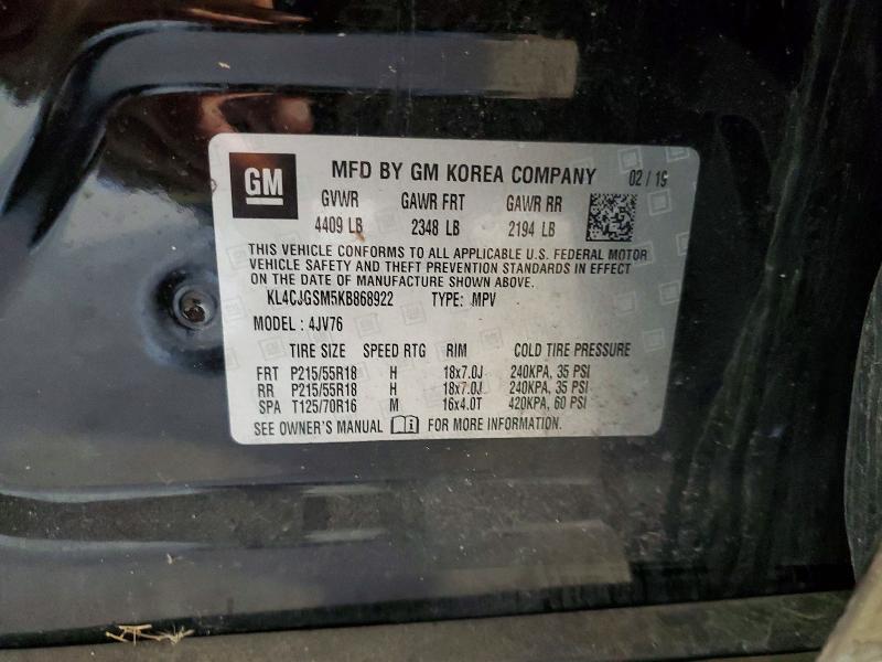 Продаж на аукціоні авто 2019 Buick Encore, vin: KL4CJGSM5KB868922, номер лоту: 48856746
