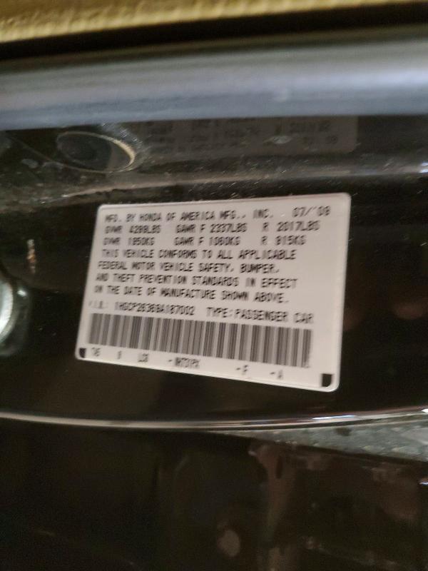 2009 Honda Accord მანქანა იყიდება აუქციონზე, vin: 1HGCP26369A187002, აუქციონის ნომერი: 50221846
