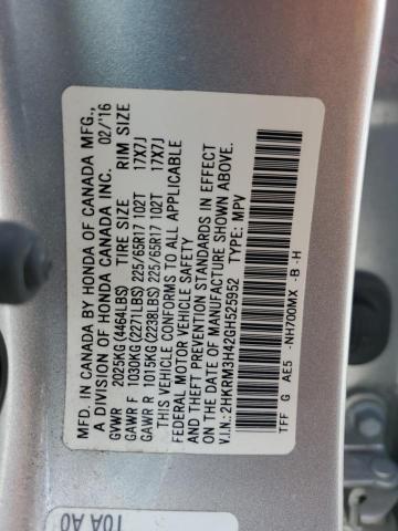 2016 Honda Cr-v მანქანა იყიდება აუქციონზე, vin: 2HKRM3H42GH525952, აუქციონის ნომერი: 51561456