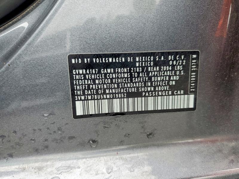 Продажа на аукционе авто 2022 Volkswagen Jetta, vin: 3VW7M7BU5NM019852, номер лота: 51066336