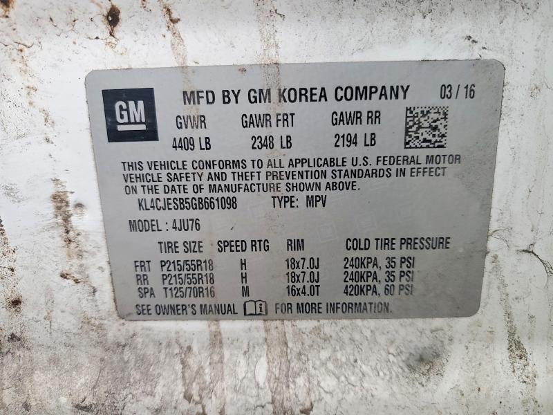 Продаж на аукціоні авто 2016 Buick Encore, vin: KL4CJESB5GB661098, номер лоту: 49289366