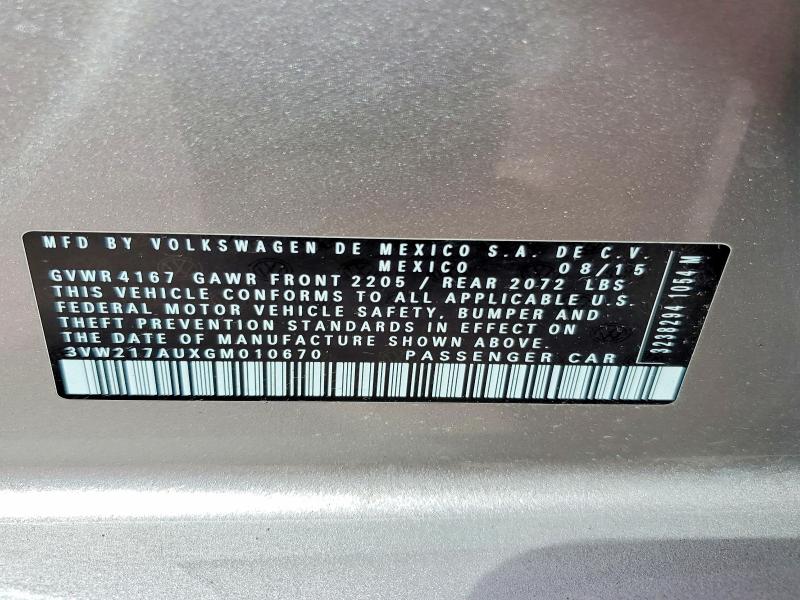 Продажа на аукционе авто 2016 Volkswagen Golf, vin: 3VW217AUXGM010670, номер лота: 51475246
