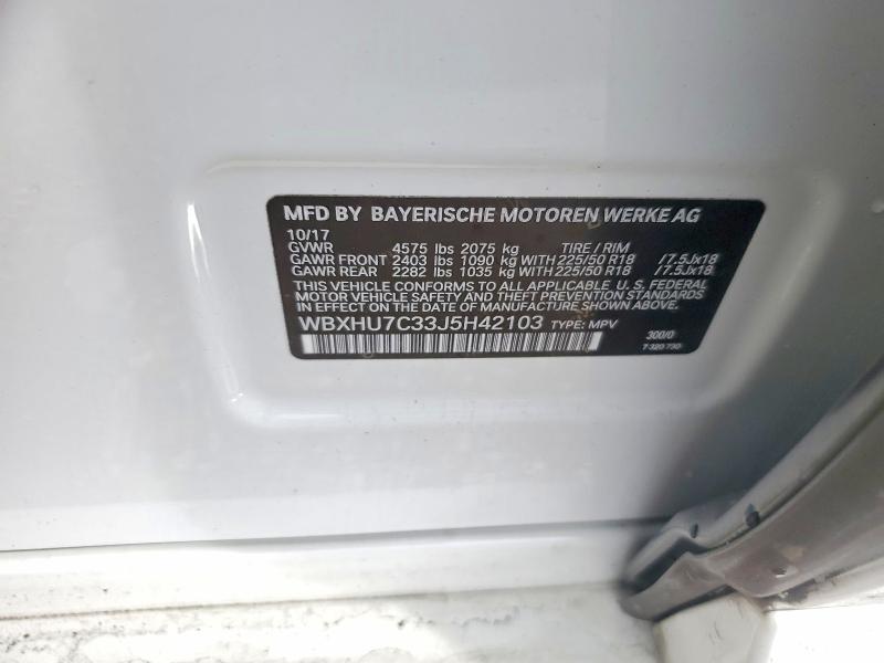 50838676 :رقم المزاد ، WBXHU7C33J5H42103 vin ، 2018 Bmw X1 مزاد بيع