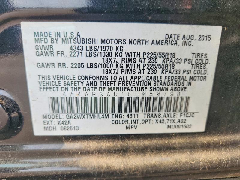 Aukcja sprzedaży 2015 Mitsubishi Outlander Sport, vin: 4A4AP3AU1FE050798, numer aukcji: 50192386