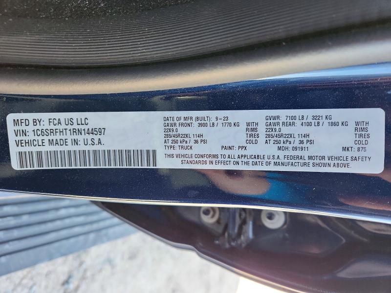 Продаж на аукціоні авто 2024 Ram 1500, vin: 1C6SRFHT1RN144597, номер лоту: 48988576