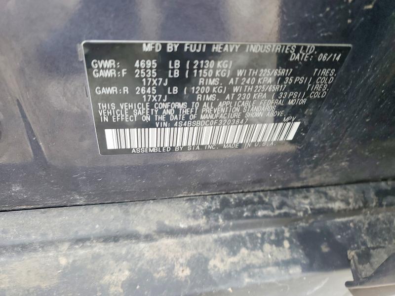 Aukcja sprzedaży 2015 Subaru Outback, vin: 4S4BSBDC0F3203847, numer aukcji: 51534826