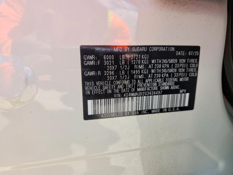 Aukcja sprzedaży 2025 Subaru Ascent, vin: 4S4WMAUD2S3434497, numer aukcji: 50944796