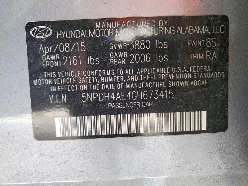 Aukcja sprzedaży 2016 Hyundai Elantra, vin: 5NPDH4AE4GH673415, numer aukcji: 49840306