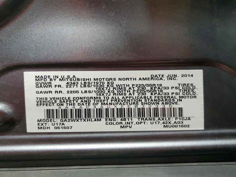 48928896 :رقم المزاد ، 4A4AP4AUXEE032336 vin ، 2014 Mitsubishi Outlander Sport مزاد بيع