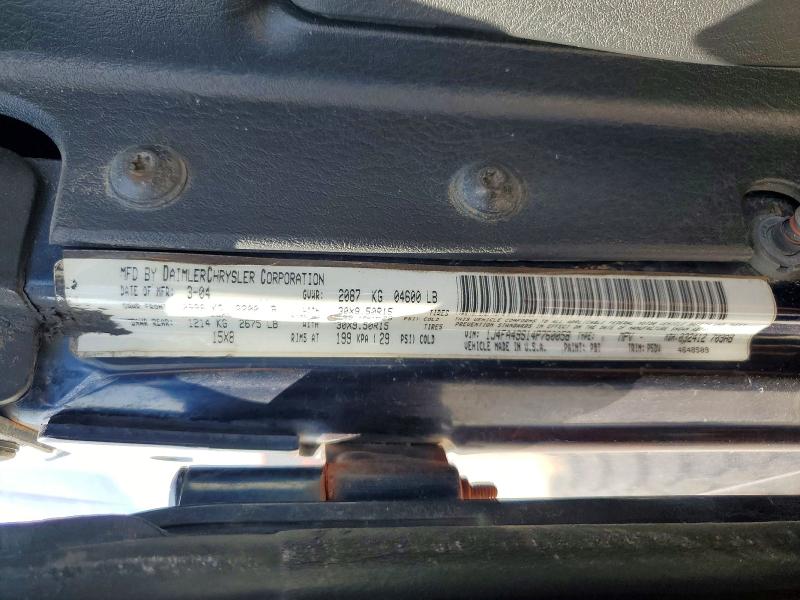 49933486 :رقم المزاد ، 1J4FA49S14P760058 vin ، 2004 Jeep Wrangler / Tj مزاد بيع