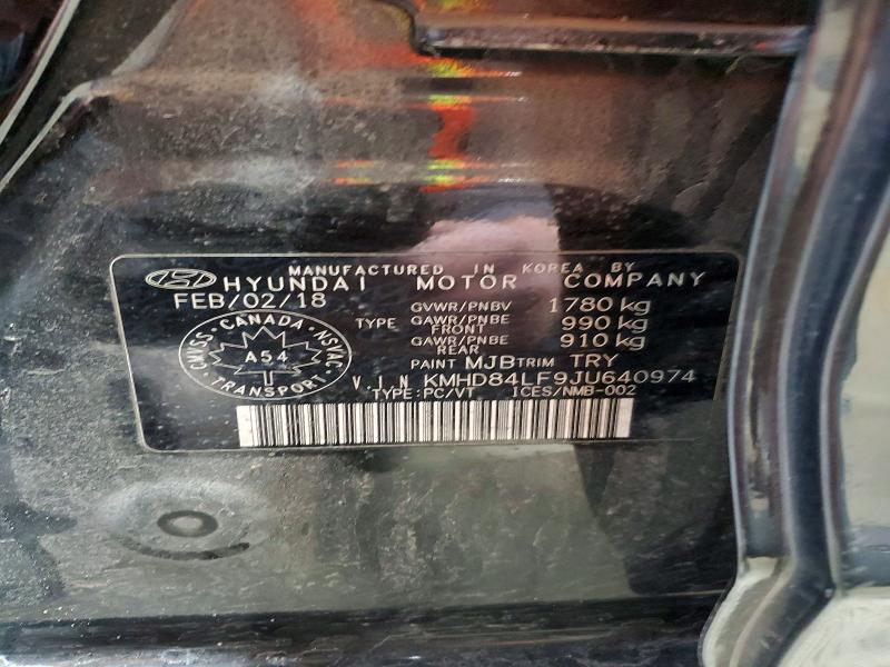 Продаж на аукціоні авто 2018 Hyundai Elantra, vin: KMHD84LF9JU640974, номер лоту: 51143516