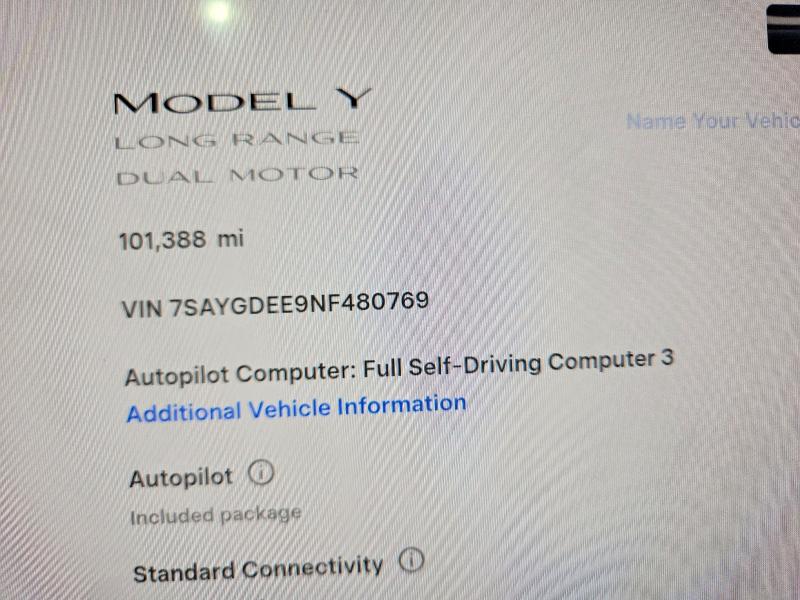 Продаж на аукціоні авто 2022 Tesla Model Y, vin: 7SAYGDEE9NF480769, номер лоту: 50510626
