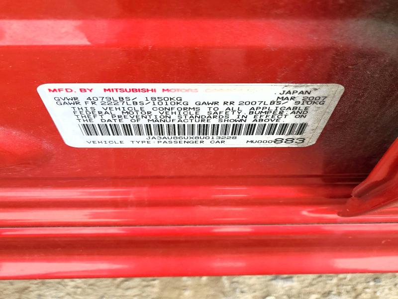 Продаж на аукціоні авто 2008 Mitsubishi Lancer, vin: JA3AU86UX8U013228, номер лоту: 51668396