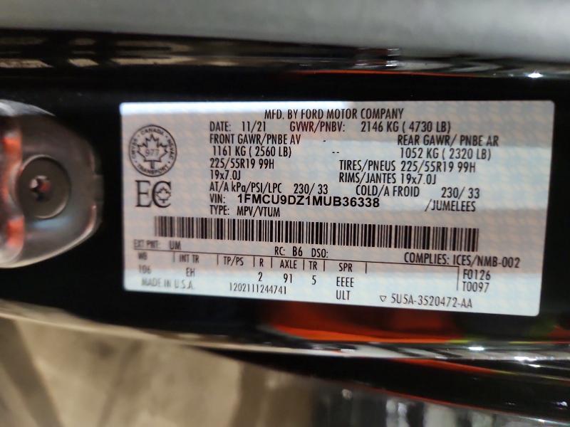 Aukcja sprzedaży 2021 Ford Escape, vin: 1FMCU9DZ1MUB36338, numer aukcji: 50353376