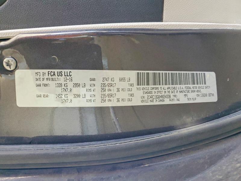 49096726 :رقم المزاد ، 2C4RC1BG6HR654338 vin ، 2017 Chrysler Pacifica مزاد بيع