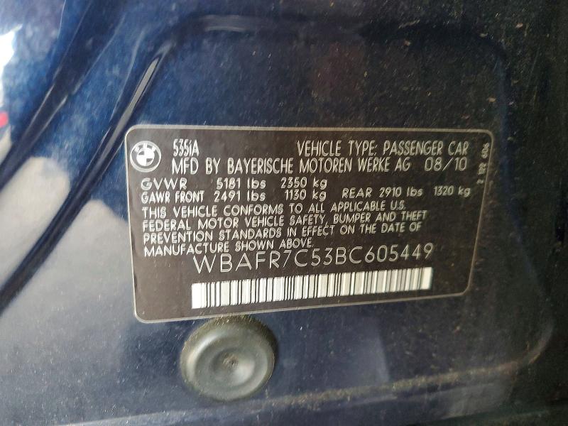 Aukcja sprzedaży 2011 Bmw 535, vin: WBAFR7C53BC605449, numer aukcji: 49157016