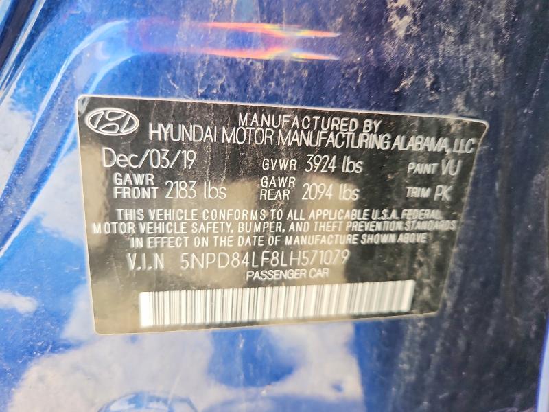 2020 Hyundai Elantra მანქანა იყიდება აუქციონზე, vin: 5NPD84LF8LH571079, აუქციონის ნომერი: 50751516
