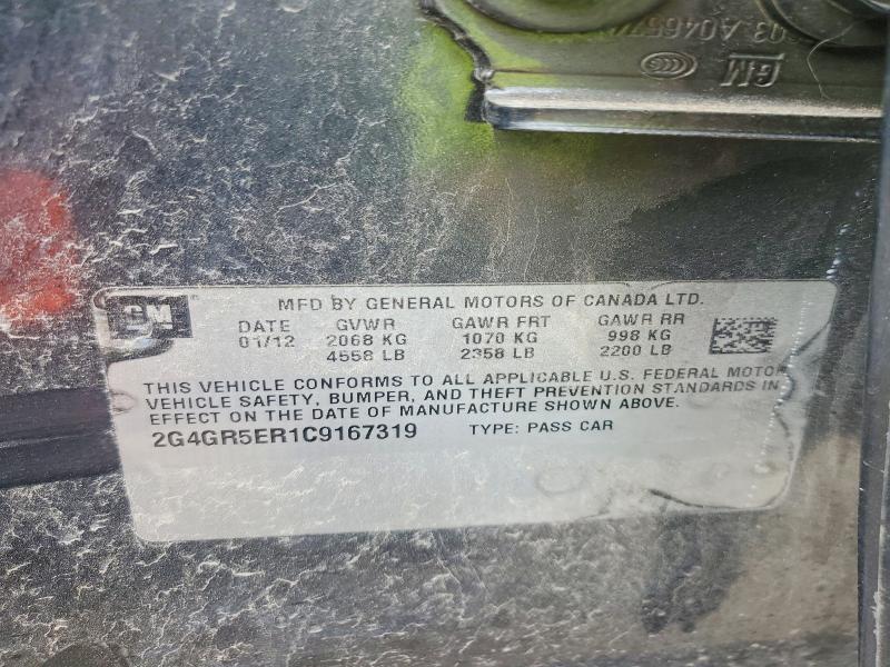 50363026 :رقم المزاد ، 2G4GR5ER1C9167319 vin ، 2012 Buick Regal مزاد بيع
