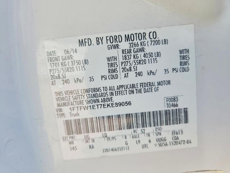 Продаж на аукціоні авто 2014 Ford F150, vin: 1FTFW1ET7EKE89056, номер лоту: 51117776