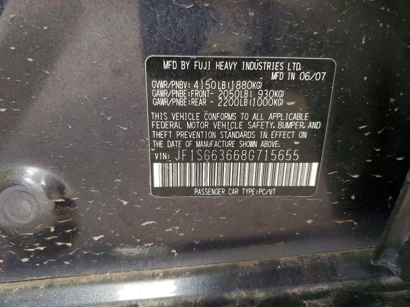 Aukcja sprzedaży 2008 Subaru Forester, vin: JF1SG63668G715655, numer aukcji: 47926796
