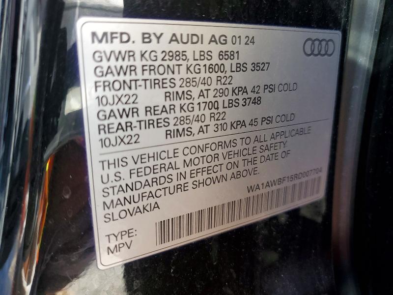 51693556 :رقم المزاد ، WA1AWBF15RD007704 vin ، 2024 Audi Sq8 مزاد بيع