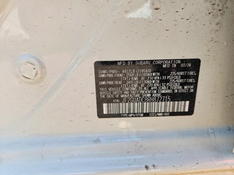 Aukcja sprzedaży 2024 Subaru Crosstrek, vin: JF2GUADC8RH872715, numer aukcji: 51503326