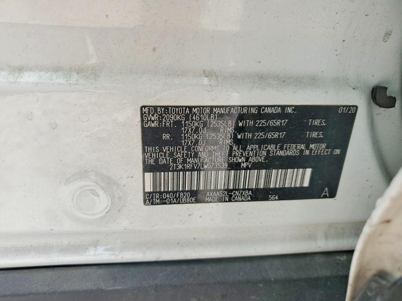 Aukcja sprzedaży 2020 Toyota Rav4, vin: 2T3K1RFV7LW073539, numer aukcji: 49114976