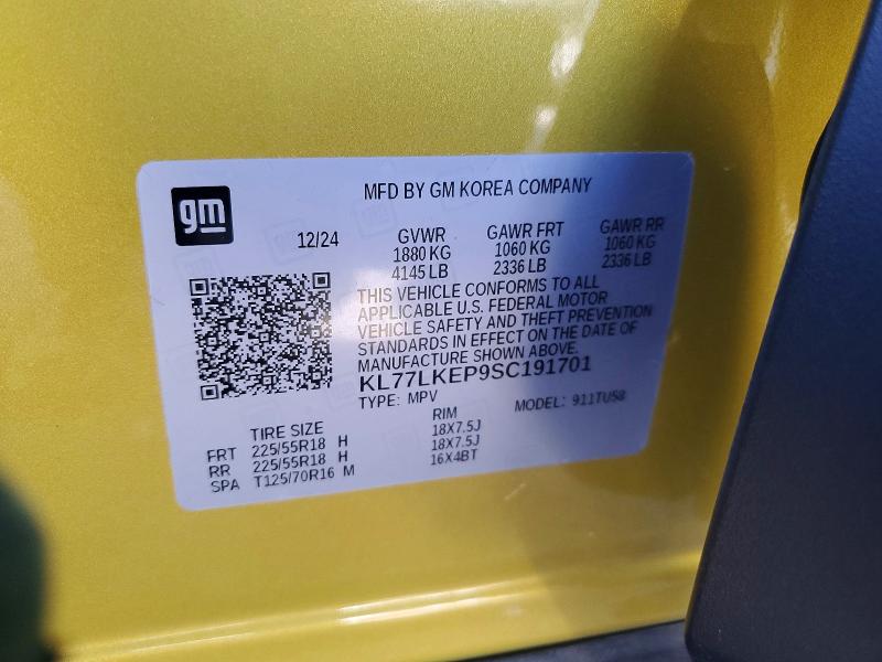 48974176 :رقم المزاد ، KL77LKEP9SC191701 vin ، 2025 Chevrolet Trax مزاد بيع
