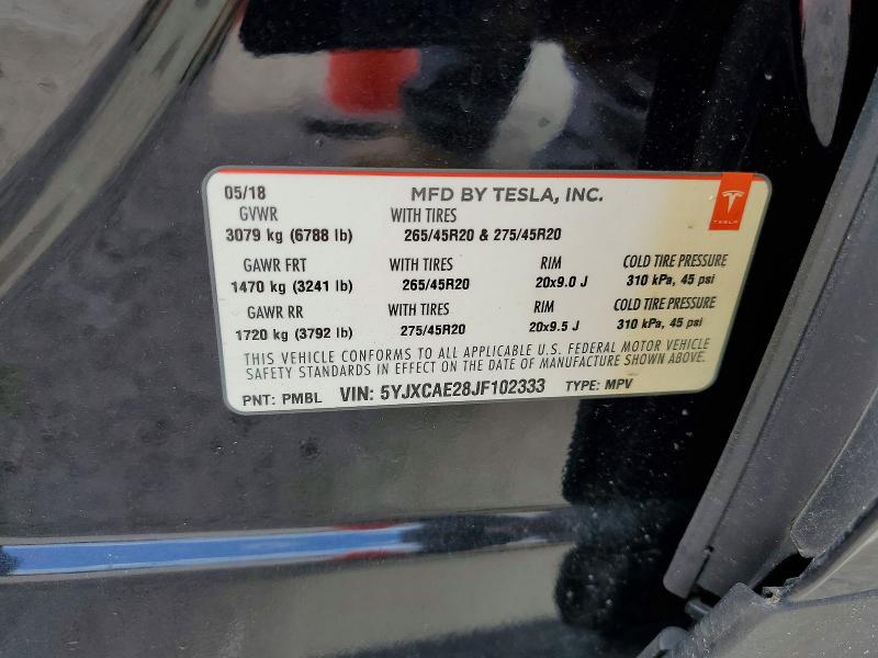 Aukcja sprzedaży 2018 Tesla Model X, vin: 5YJXCAE28JF102333, numer aukcji: 50643556