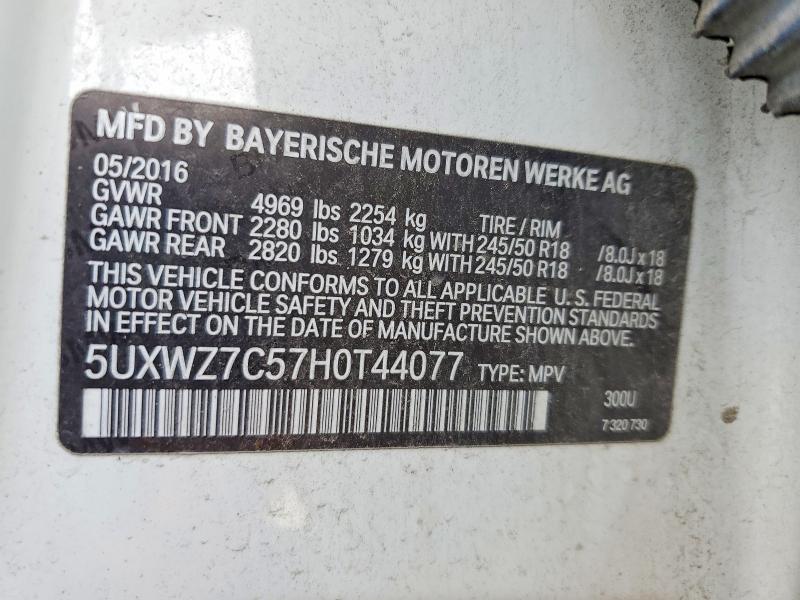 Продаж на аукціоні авто 2017 Bmw X3, vin: 5UXWZ7C57H0T44077, номер лоту: 52055126