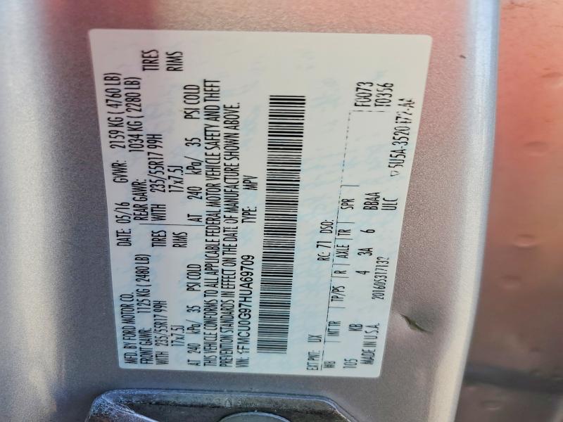2017 Ford Escape მანქანა იყიდება აუქციონზე, vin: 1FMCU0G97HUA69709, აუქციონის ნომერი: 50323556