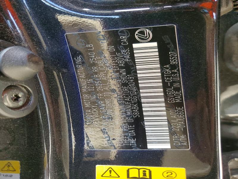 2016 Lexus Es 350 მანქანა იყიდება აუქციონზე, vin: 58ABK1GG1GU010491, აუქციონის ნომერი: 50173586