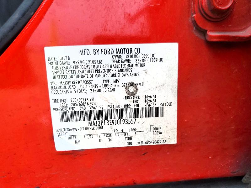 Продажа на аукционе авто 2018 Ford Ecosport, vin: MAJ3P1RE9JC193557, номер лота: 50076466