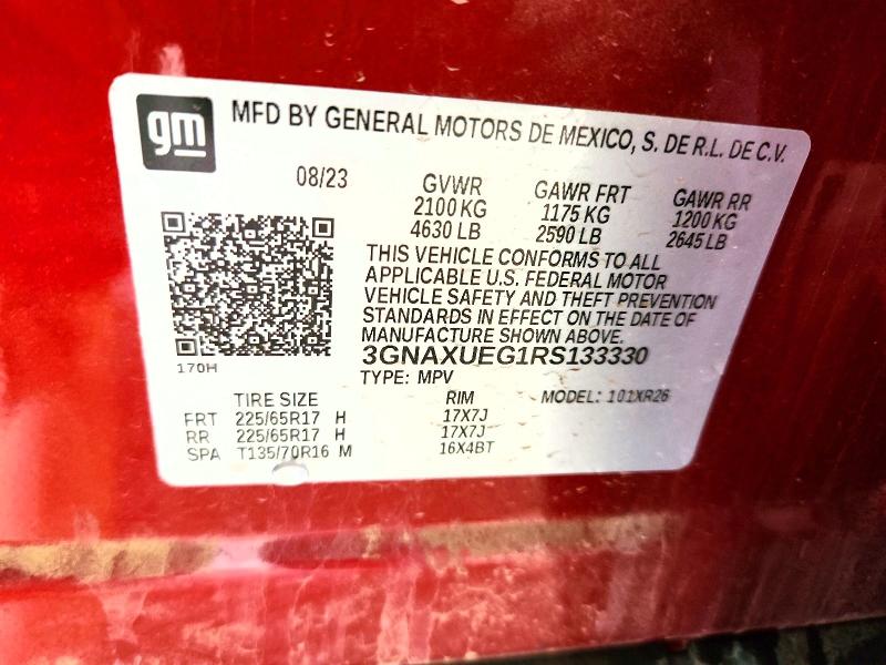 Продаж на аукціоні авто 2024 Chevrolet Equinox, vin: 3GNAXUEG1RS133330, номер лоту: 50573266