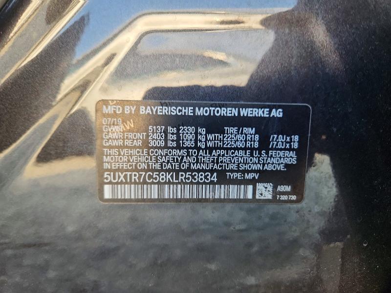 51267156 :رقم المزاد ، 5UXTR7C58KLR53834 vin ، 2019 Bmw X3 مزاد بيع