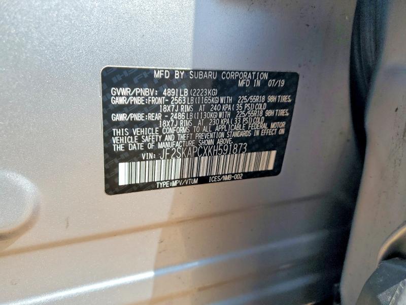 Aukcja sprzedaży 2019 Subaru Forester, vin: JF2SKAPCXKH591873, numer aukcji: 51311716