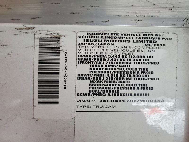 Продаж на аукціоні авто 2018 Isuzu Npr, vin: JALB4T178J7W00153, номер лоту: 54173016