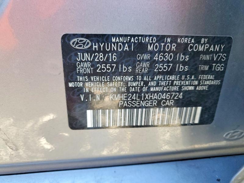 Продаж на аукціоні авто 2017 Hyundai Sonata Hybrid, vin: KMHE24L1XHA046724, номер лоту: 49669016
