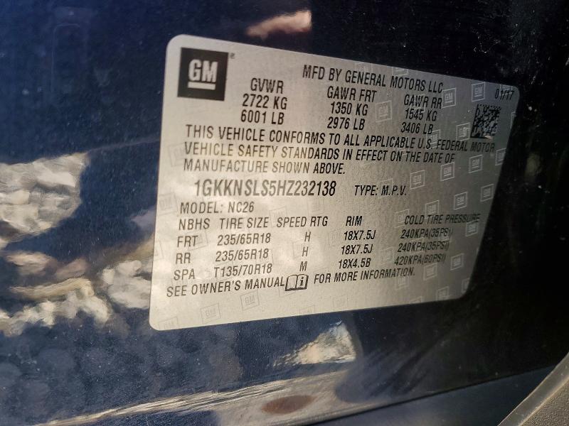 Продаж на аукціоні авто 2017 Gmc Acadia, vin: 1GKKNSLS5HZ232138, номер лоту: 50133106