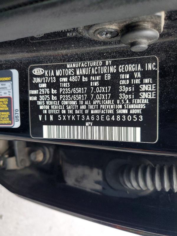 Aukcja sprzedaży 2014 Kia Sorento, vin: 5XYKT3A63EG483053, numer aukcji: 51652896